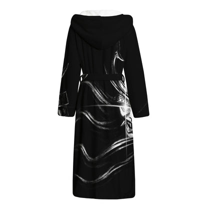 Evil Samurai Mask Print Hooded Bathrobe