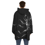 Evil Samurai Mask Print Hoodie Blanket
