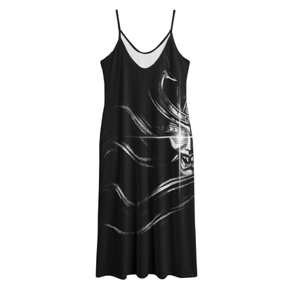 Evil Samurai Mask Print Jersey Midi Cami Dress