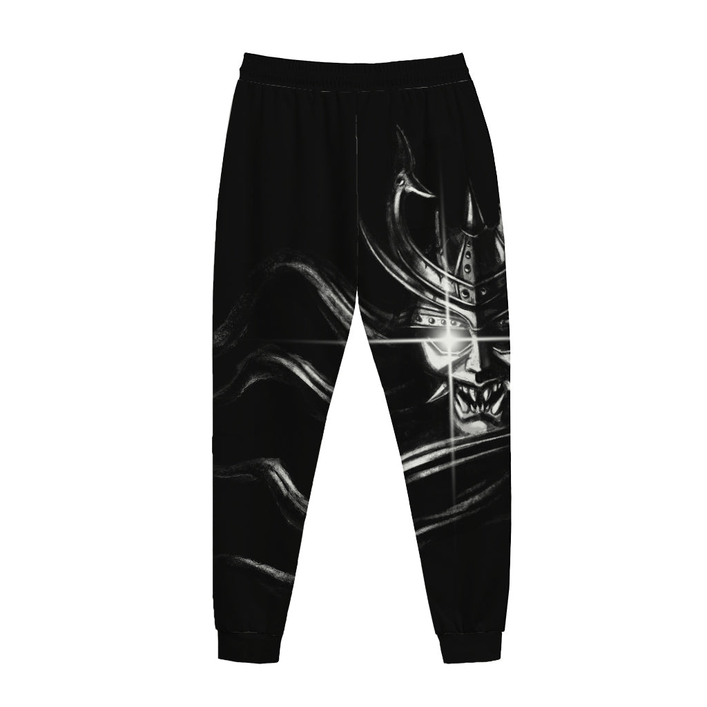 Evil Samurai Mask Print Jogger Pants