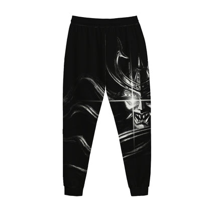 Evil Samurai Mask Print Jogger Pants