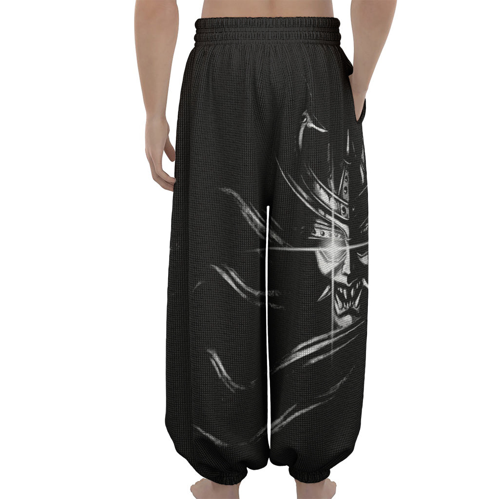 Evil Samurai Mask Print Lantern Pants