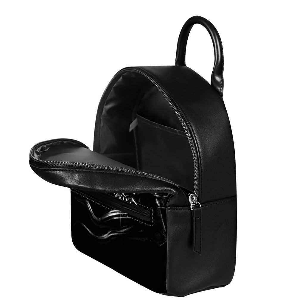 Evil Samurai Mask Print Leather Backpack