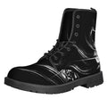 Evil Samurai Mask Print Lace-Up Boots