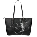 Evil Samurai Mask Print Leather Tote Bag With Zipper