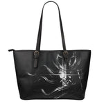 Evil Samurai Mask Print Leather Tote Bag