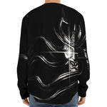 Evil Samurai Mask Print Long Sleeve Baseball Jersey