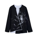 Evil Samurai Mask Print Long Sleeve Short Coat