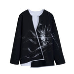 Evil Samurai Mask Print Long Sleeve Short Coat