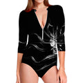 Evil Samurai Mask Print Long Sleeve Swimsuit