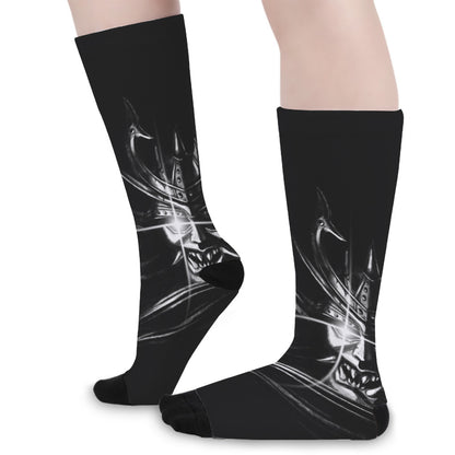Evil Samurai Mask Print Long Socks