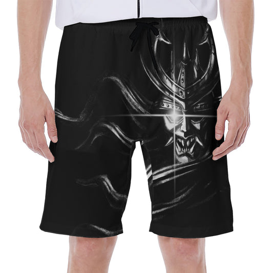 Evil Samurai Mask Print Men's Beach Shorts