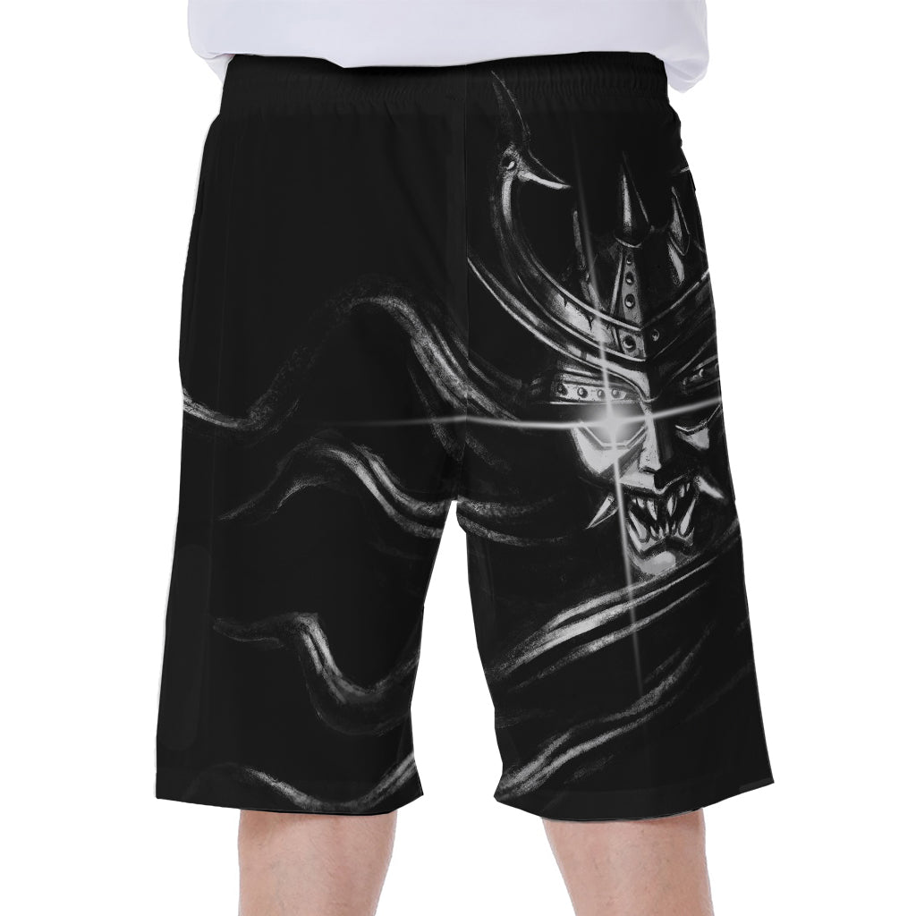 Evil Samurai Mask Print Men's Beach Shorts