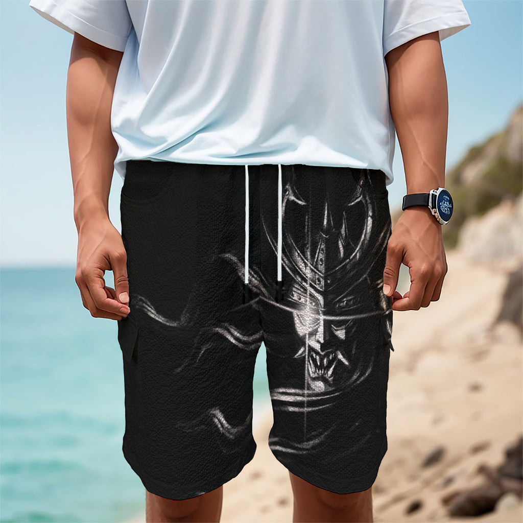 Evil Samurai Mask Print Men's Cargo Shorts