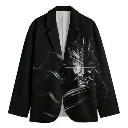 Evil Samurai Mask Print Men's Cotton Blazer