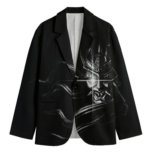 Evil Samurai Mask Print Men's Cotton Blazer
