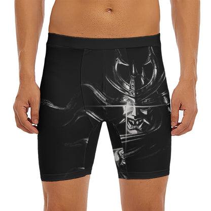 Evil Samurai Mask Print Men's Long Boxer Briefs