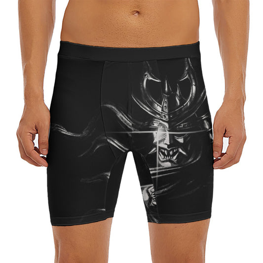 Evil Samurai Mask Print Men's Long Boxer Briefs