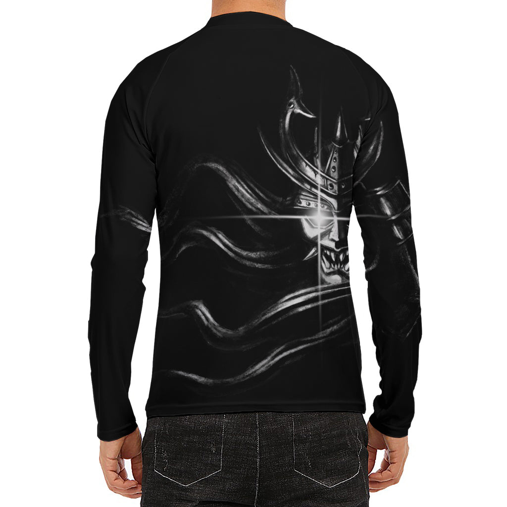 Evil Samurai Mask Print Men's Long Sleeve Rash Guard