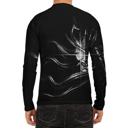 Evil Samurai Mask Print Men's Long Sleeve Rash Guard