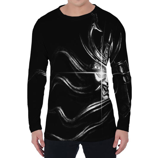 Evil Samurai Mask Print Men's Long Sleeve T-Shirt