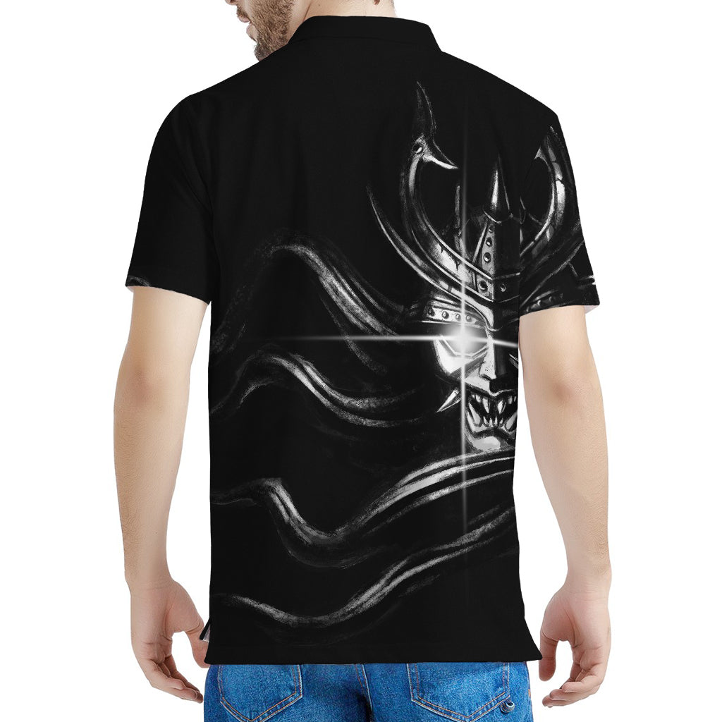Evil Samurai Mask Print Men's Polo Shirt