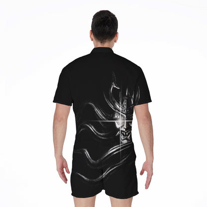 Evil Samurai Mask Print Men's Rompers
