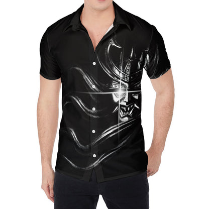Evil Samurai Mask Print Men's Shirt