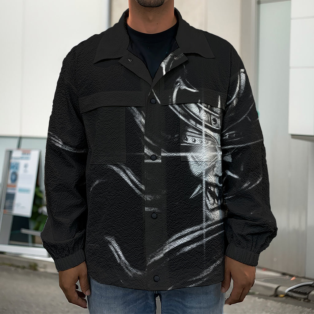 Evil Samurai Mask Print Men's Shirt Jacket
