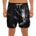 Evil Samurai Mask Print Men's Split Running Shorts
