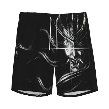 Evil Samurai Mask Print Men's Sports Shorts