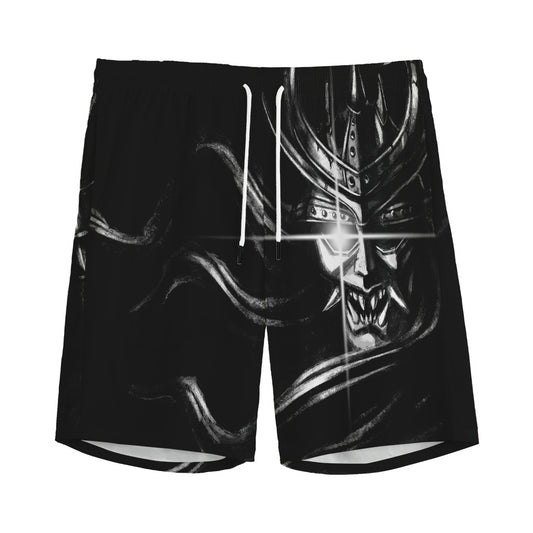 Evil Samurai Mask Print Men's Sports Shorts
