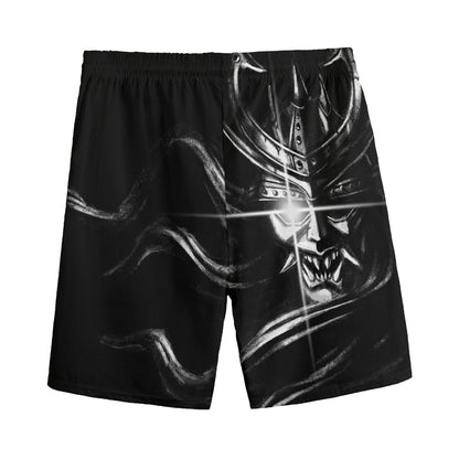 Evil Samurai Mask Print Men's Sports Shorts