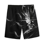Evil Samurai Mask Print Men's Sports Shorts