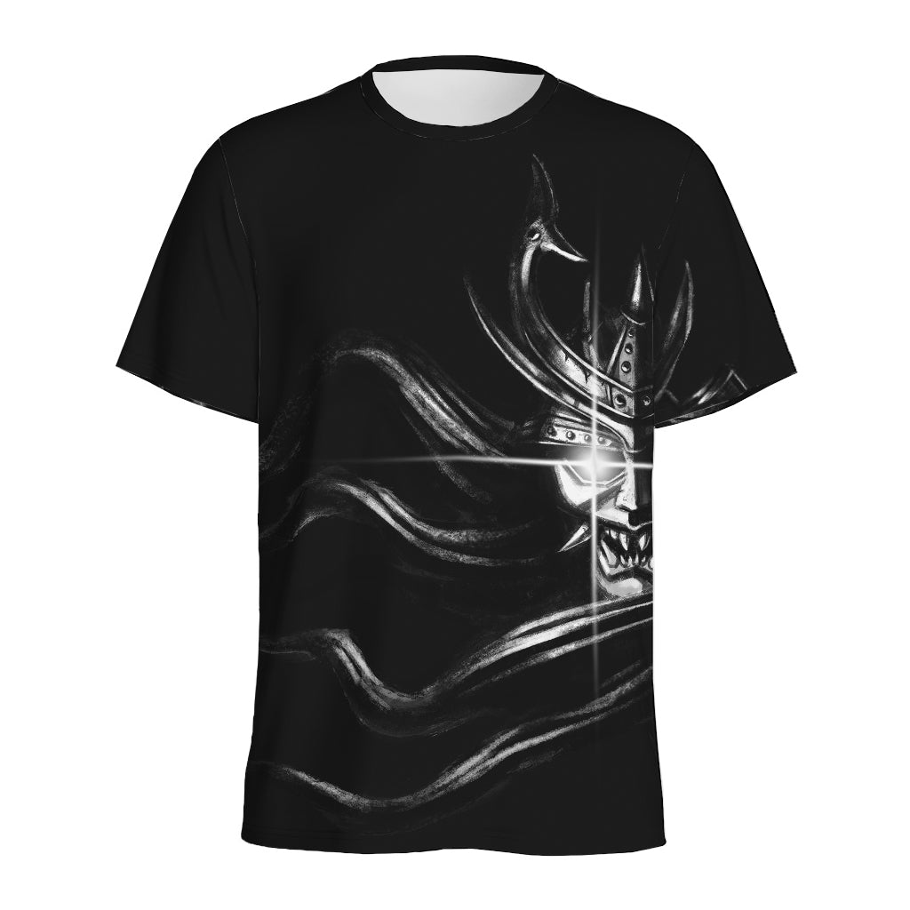 Evil Samurai Mask Print Men's Sports T-Shirt