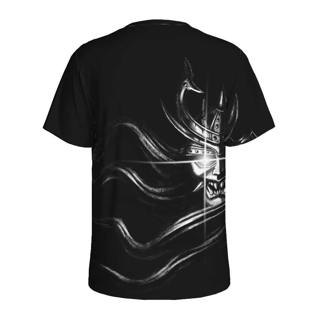 Evil Samurai Mask Print Men's Sports T-Shirt