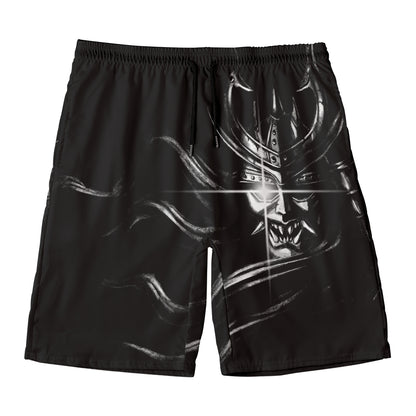 Evil Samurai Mask Print Men's Swim Trunks