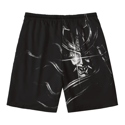 Evil Samurai Mask Print Men's Swim Trunks