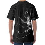 Evil Samurai Mask Print Men's Velvet T-Shirt
