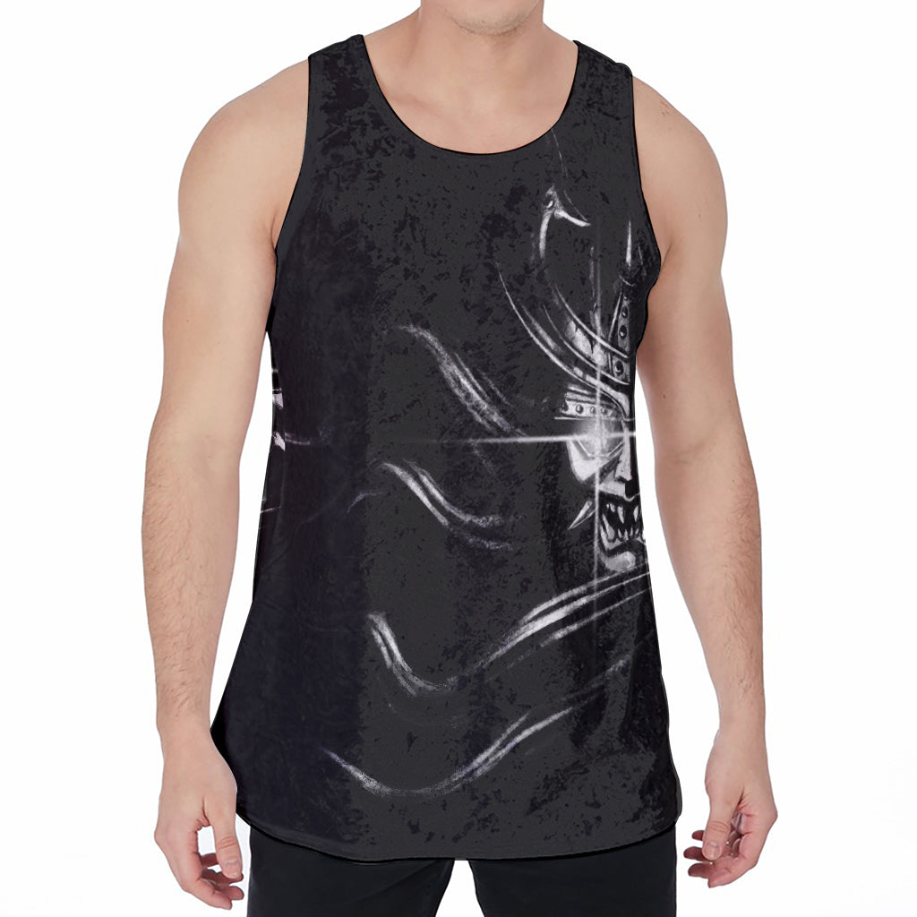 Evil Samurai Mask Print Men's Velvet Tank Top