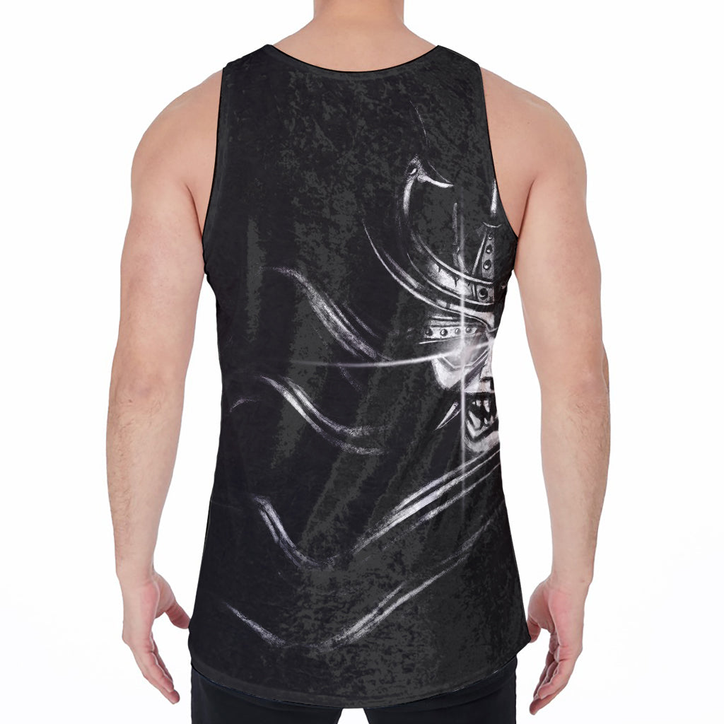 Evil Samurai Mask Print Men's Velvet Tank Top