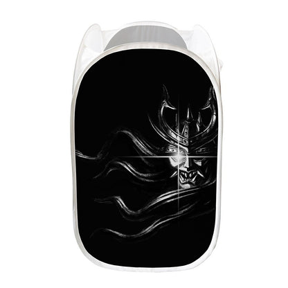Evil Samurai Mask Print Mesh Laundry Hamper