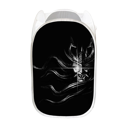 Evil Samurai Mask Print Mesh Laundry Hamper