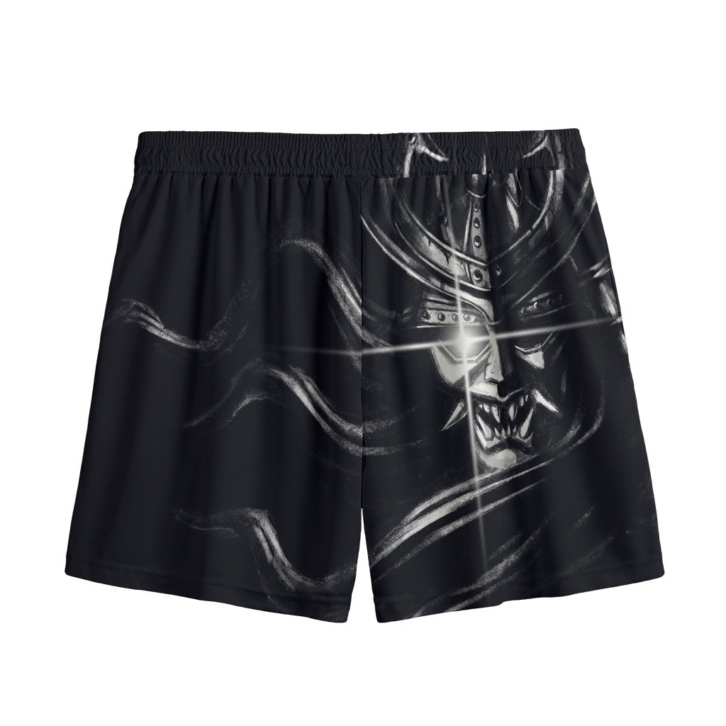 Evil Samurai Mask Print Mesh Shorts