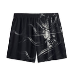 Evil Samurai Mask Print Mesh Shorts