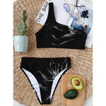 Evil Samurai Mask Print One Shoulder Bikini Top