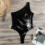 Evil Samurai Mask Print One Shoulder Bodysuit