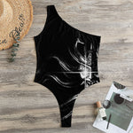 Evil Samurai Mask Print One Shoulder Bodysuit