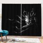 Evil Samurai Mask Print Pencil Pleat Curtains