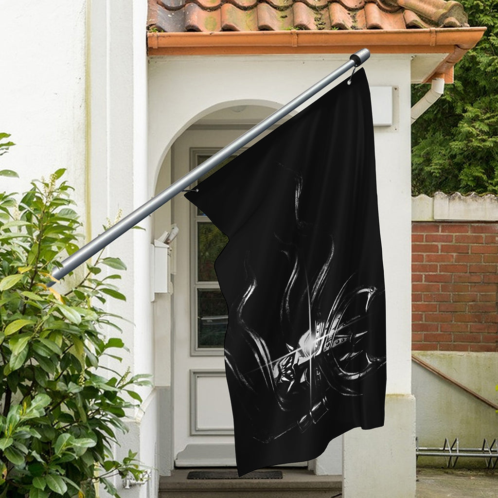 Evil Samurai Mask Print Polyester Flag